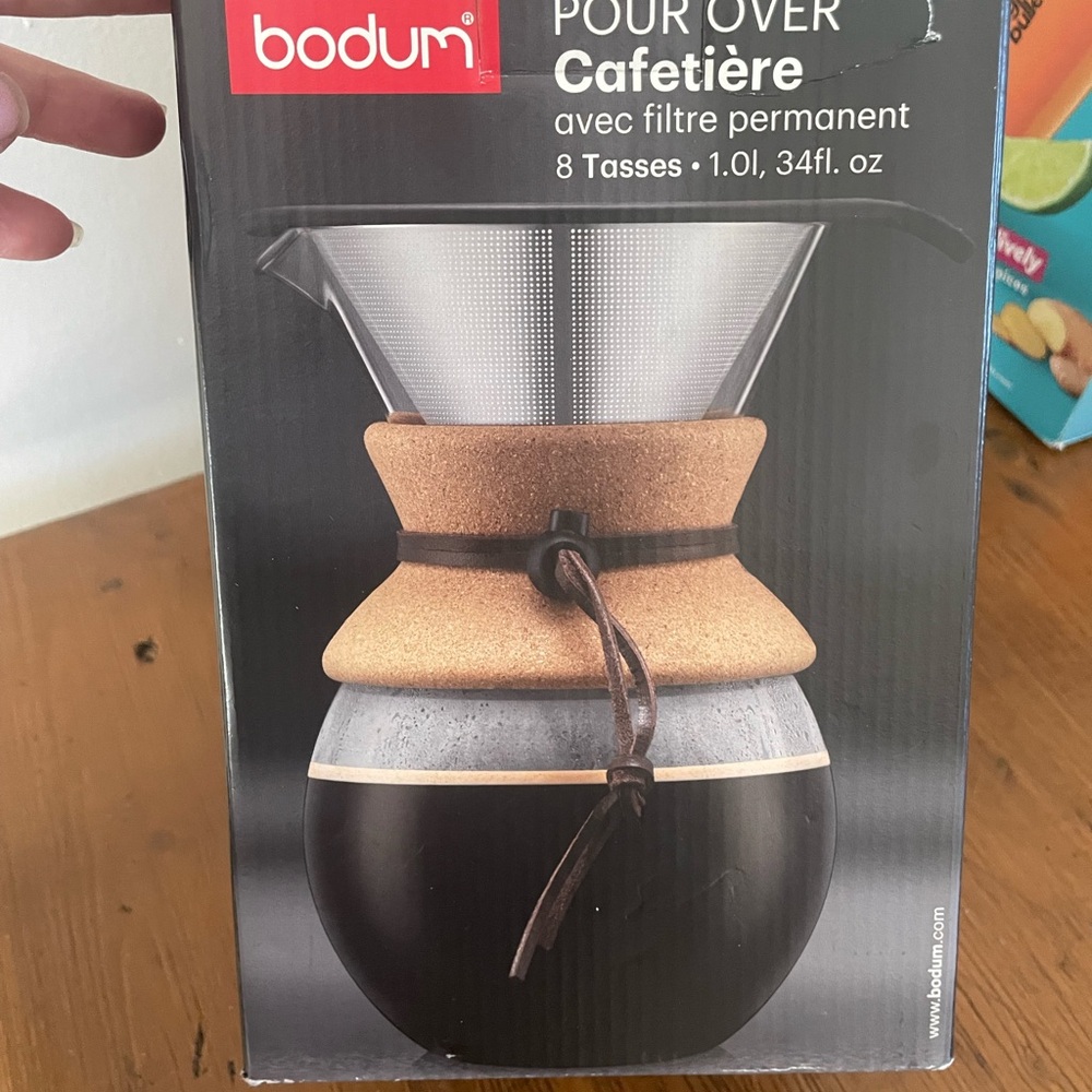 Bodum 34 oz. Pour Over Coffee Maker with Cork and Black Accents - Picture 2 of 9